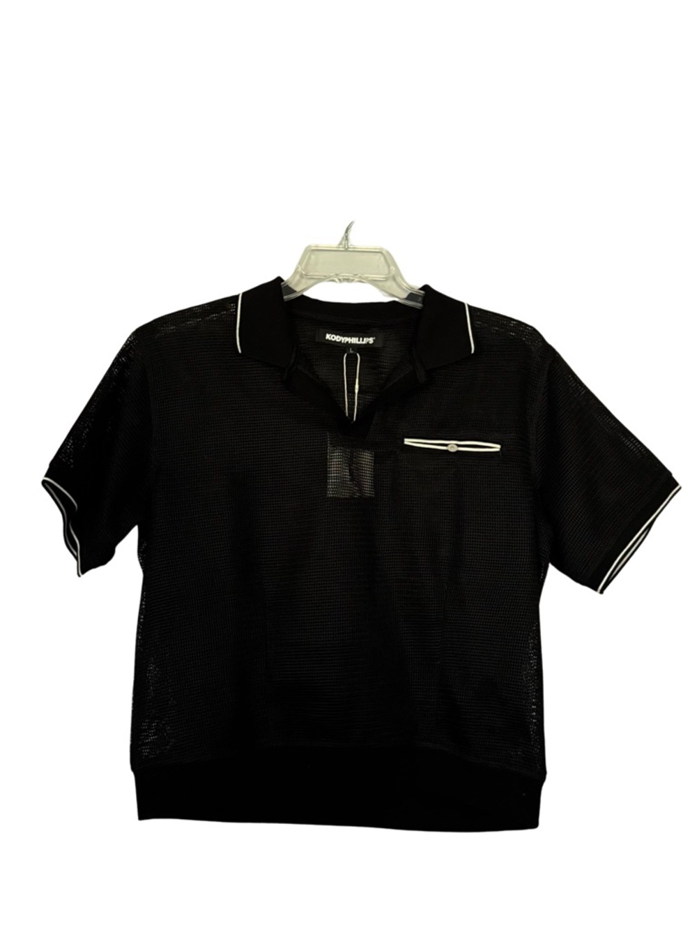 Black Short-Sleeve Polo with Contrast Trim